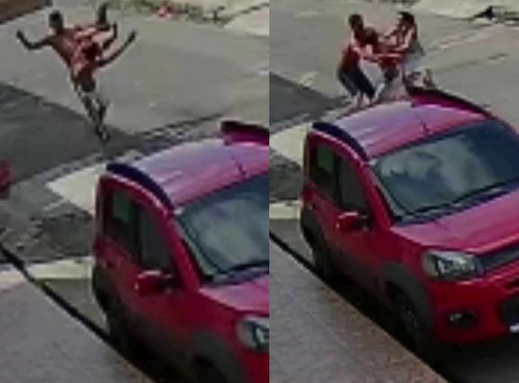 Vídeo mostra homem esfaqueando vizinho durante briga em Manaus; Ele foi preso