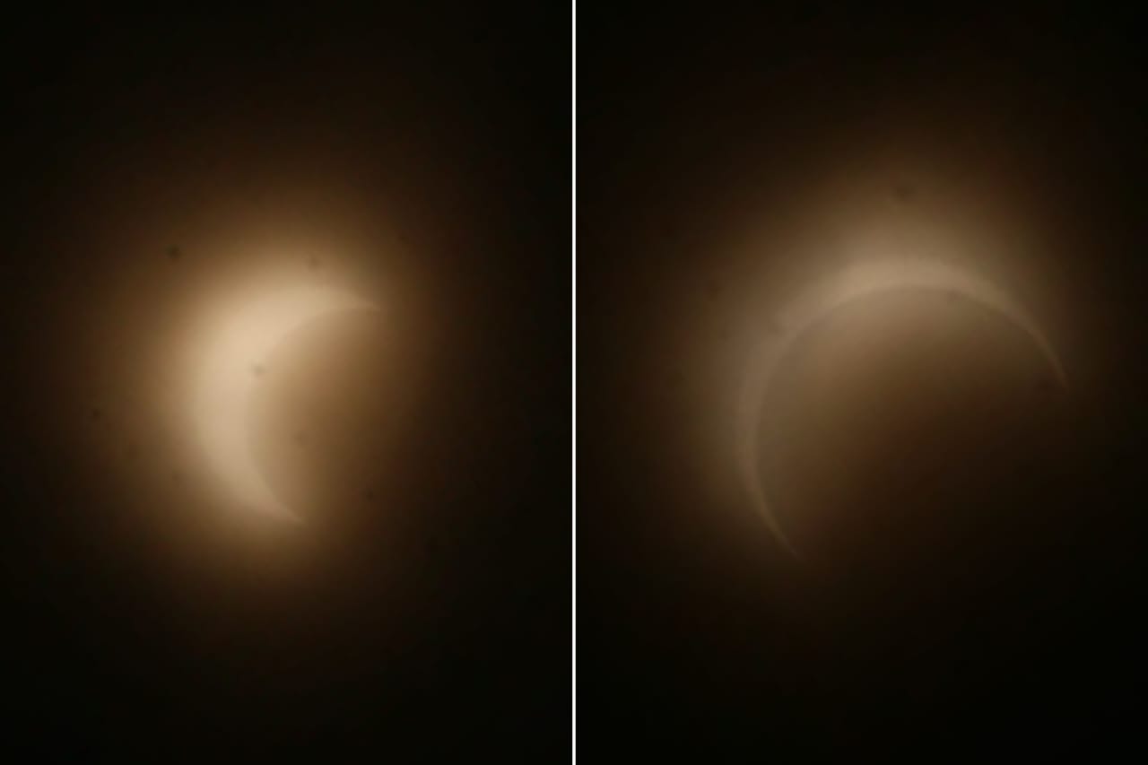 Poucos conseguem ver eclipse solar devido a fumaça em Manaus; veja fotos