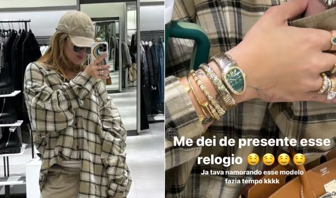Com formato de serpente e 38 diamantes, Virginia se presenteia com relógio de R$ 110 mil