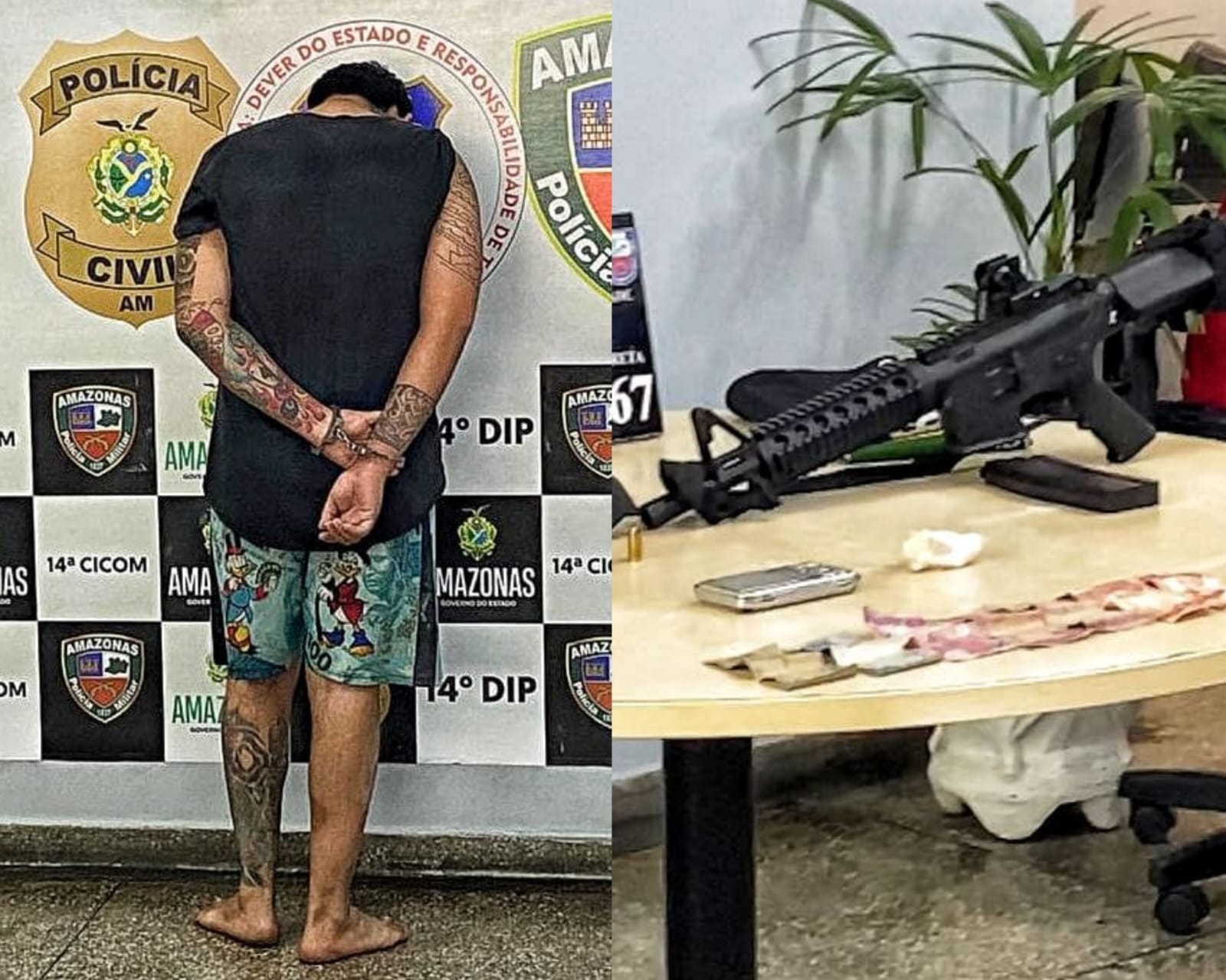 Com réplica de fuzil, suspeito é preso enquanto vendia drogas em feira de Manaus