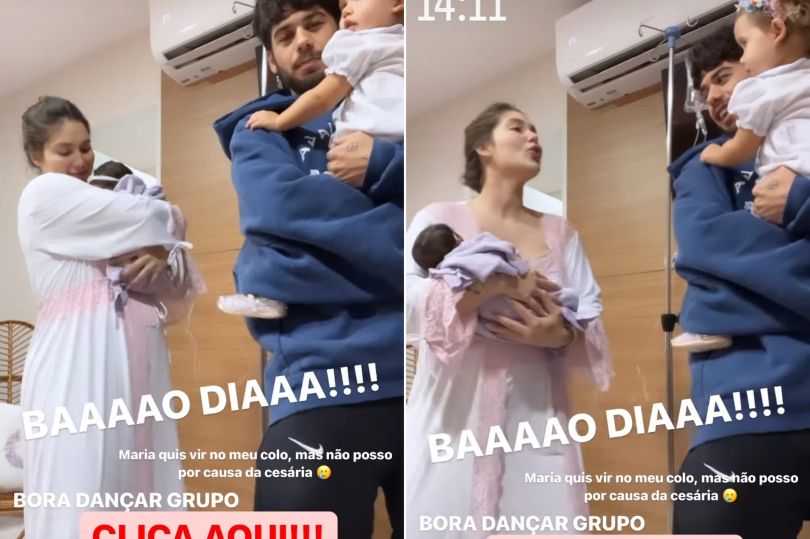 Virgínia Fonseca mostra encontro das filhas Alice e Maria Flor em vídeo dançando horas após parto