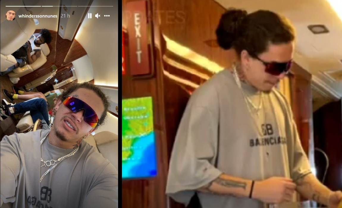 Vídeos: Whindersson Nunes aparece empolgado em jatinho rumo a Manaus