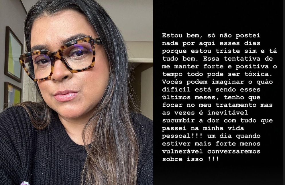 ‘Estou triste:, Preta Gil desabafa em meio a separação e luta contra câncer