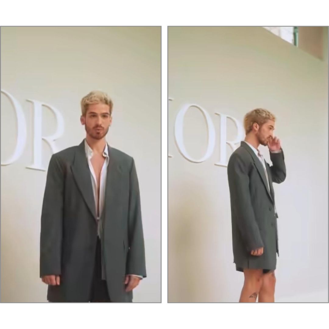 Com look ousado, João Guilherme marca presença no desfile da Dior em Paris