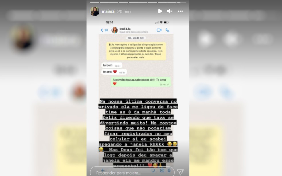 Após irmã, Maiara faz homenagem e mostra última conversa com Marília Mendonça