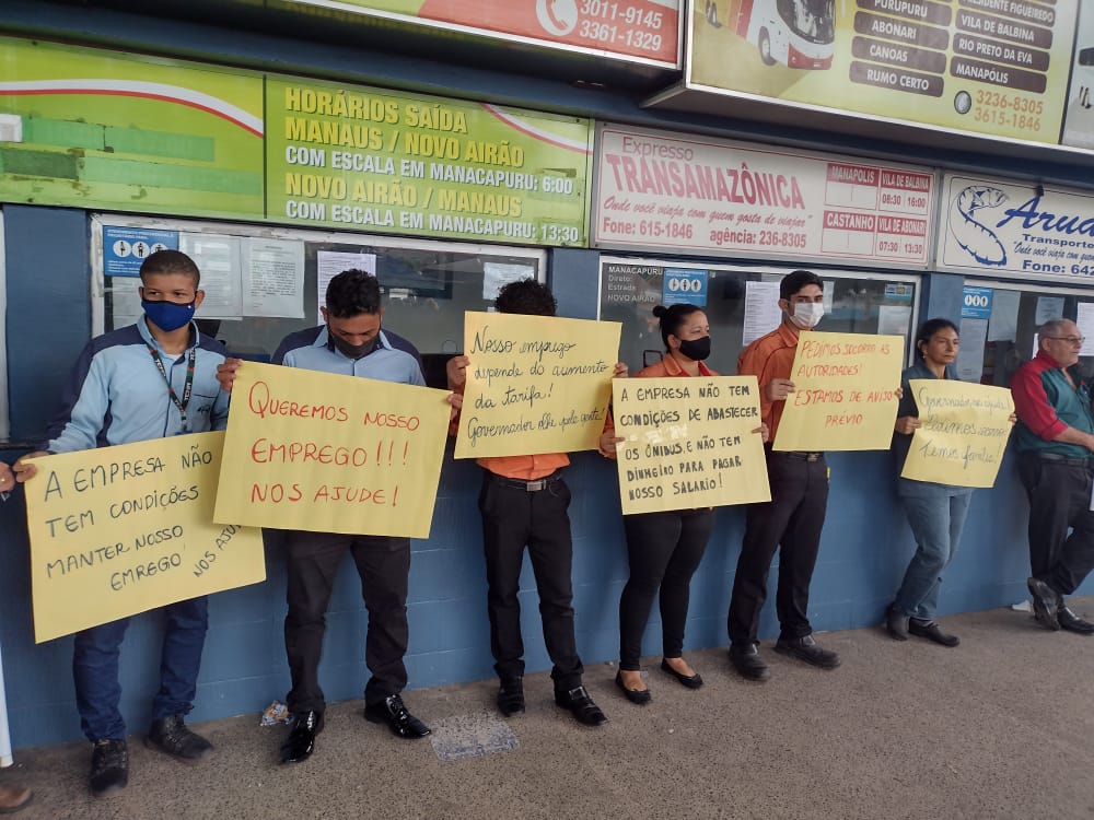 Com aviso prévio, mais de 70 trabalhadores de transportes intermunicipais protestam em Manaus