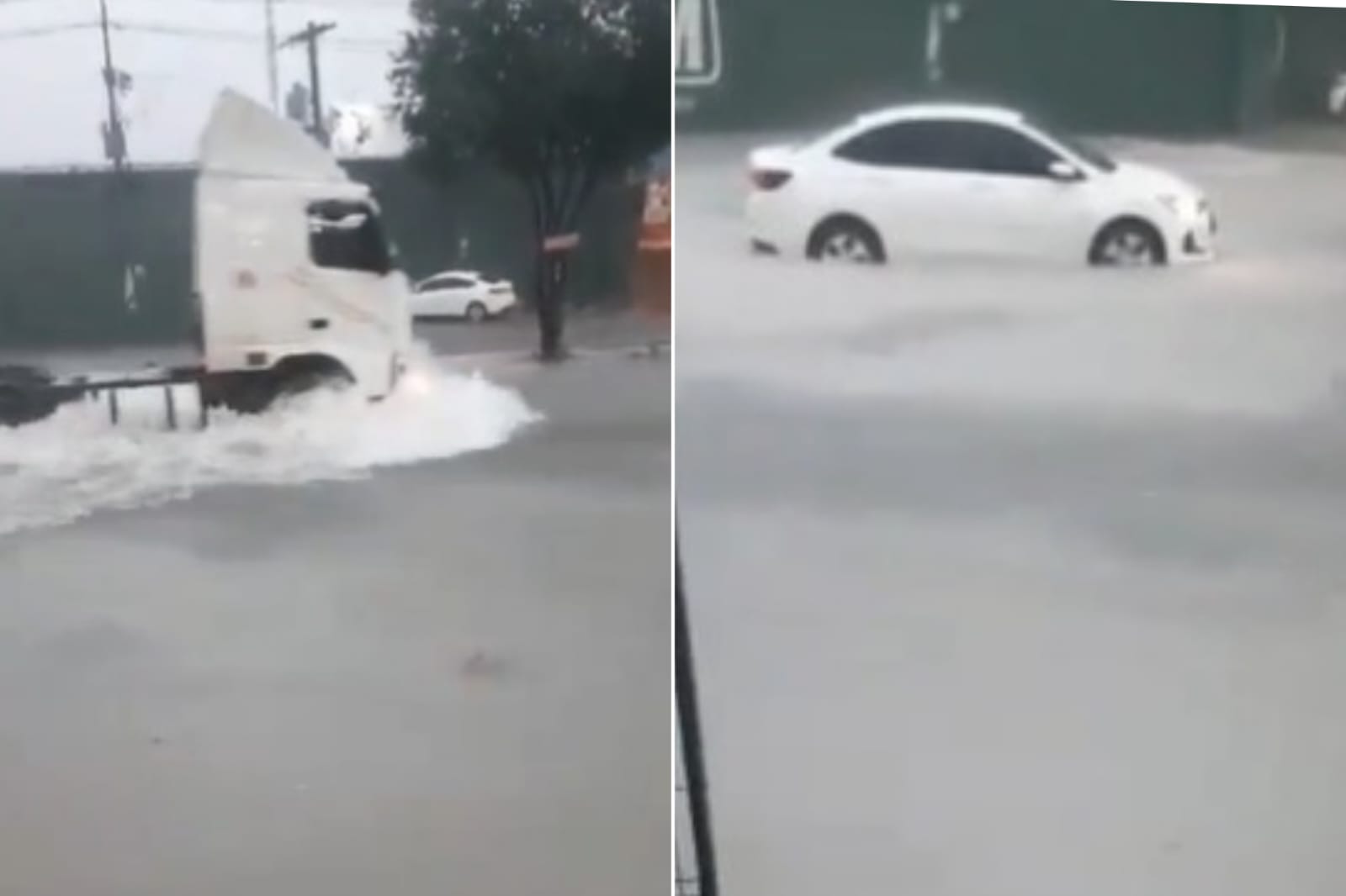Trecho de avenida se transforma em rio durante temporal em Manaus; vídeo