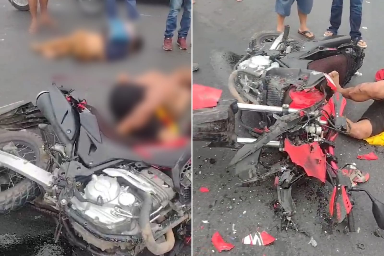Motociclista bate violentamente contra ônibus e 2 ficam feridos em grave acidente em Manaus