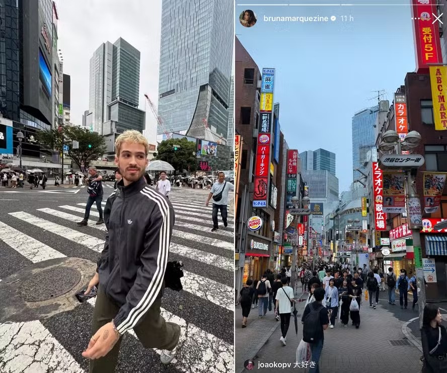Bruna Marquezine e João Guilherme viajam juntos ao Japão