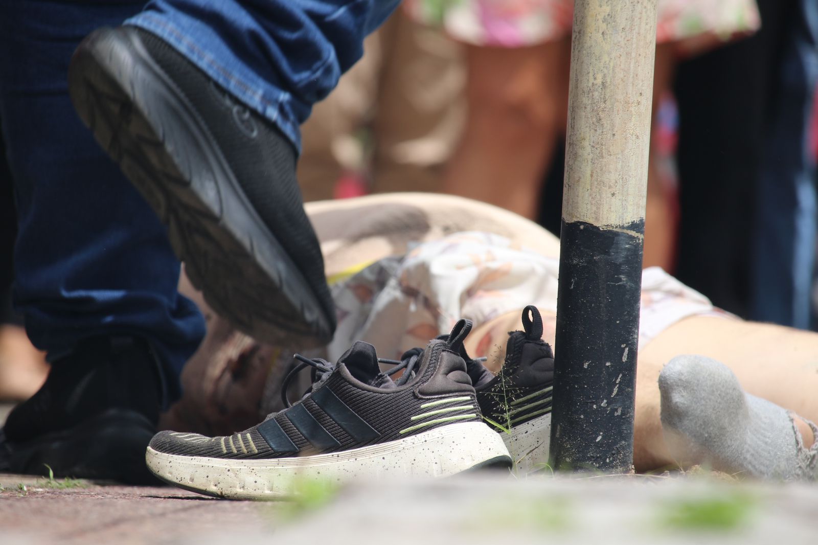Micro-ônibus invadiu calçada e passou por cima de jovem que passeava com cão na Av. Djalma Batista