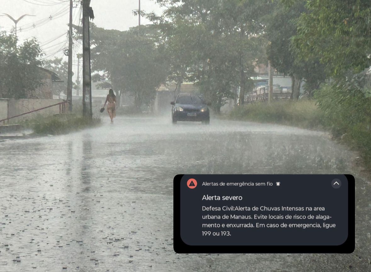 Temporal surpreende moradores após alerta da Defesa Civil em Manaus
