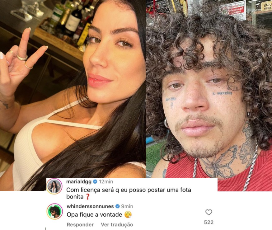 Whindersson interage com ex, Maria Lina, e é criticado por internautas: 'corre'