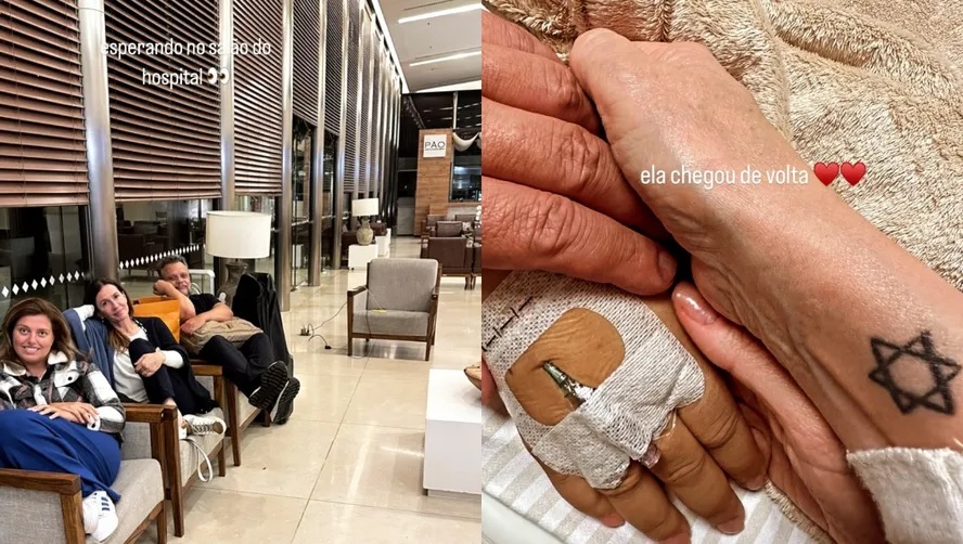 Flora Gil posa segurando a mão de Preta Gil após cirurgia para retirada de tumor