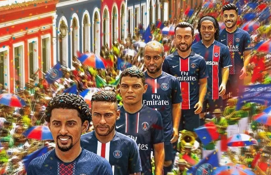 PSG entra no clima do Carnaval e homenageia jogadores brasileiros com bonecos de Olinda