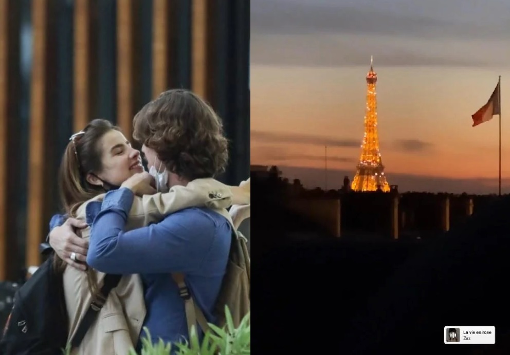 Giulia Be e Romulo Arantes são clicados aos beijos e embarcam juntos para Paris