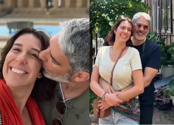 William Bonner e esposa aparecem em clima de romance durante férias nos EUA