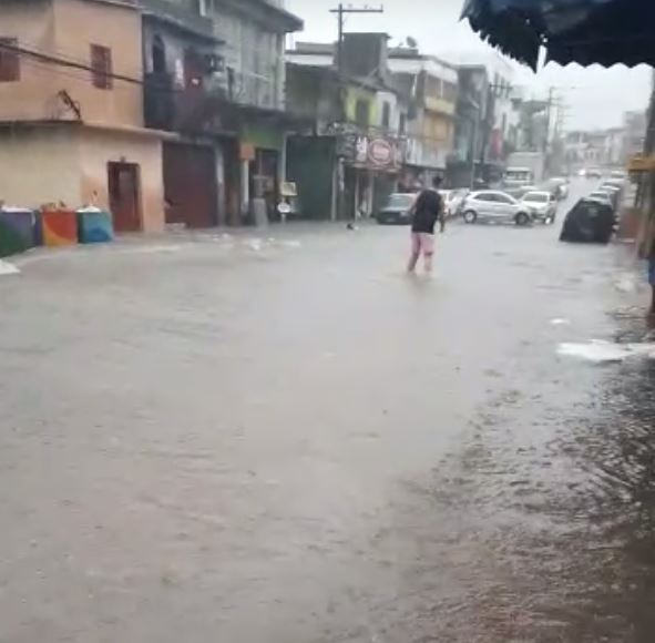 Moradores se desesperam ao verem água invadir casas durante chuva em Manaus