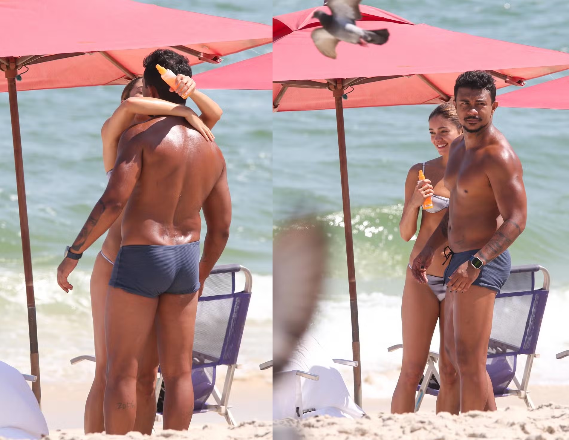 Sophie Charlotte e Xamã trocam beijos em dia de praia; fotos