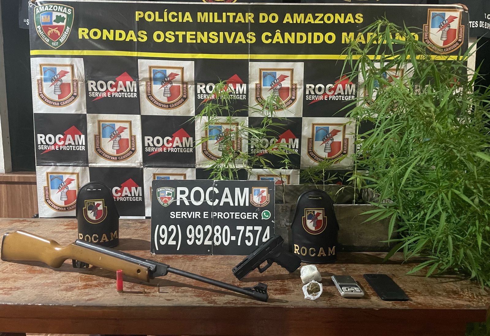 Homem é preso com arma e plantação de maconha no quintal de casa no Amazonas