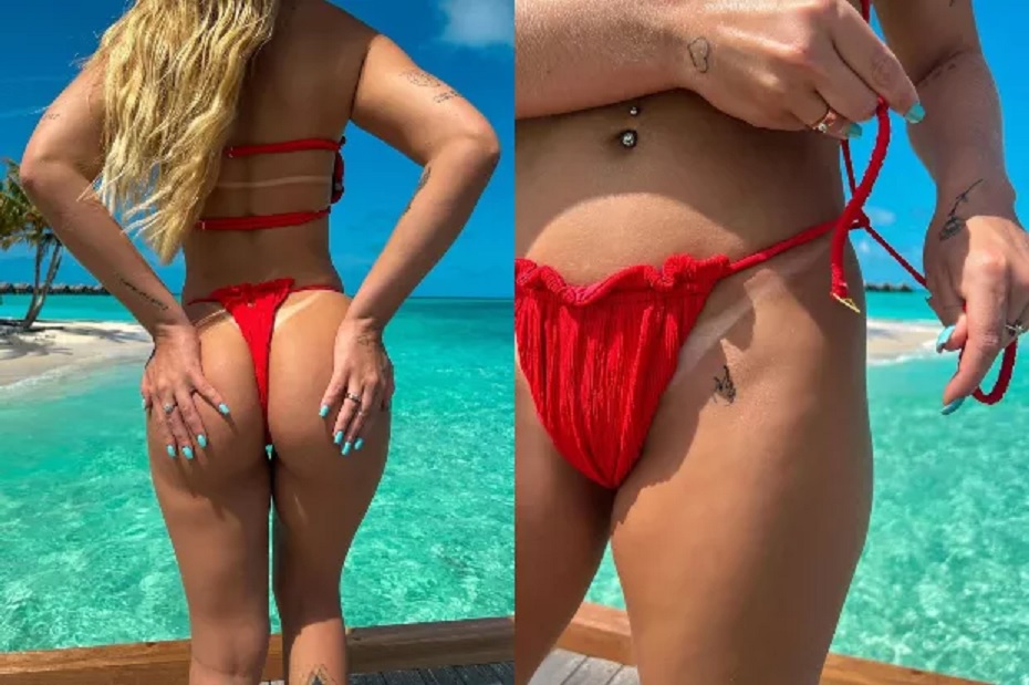 Com fio-dental enfiado, Viih Tube dá close frente e verso em corpão nas Maldivas 