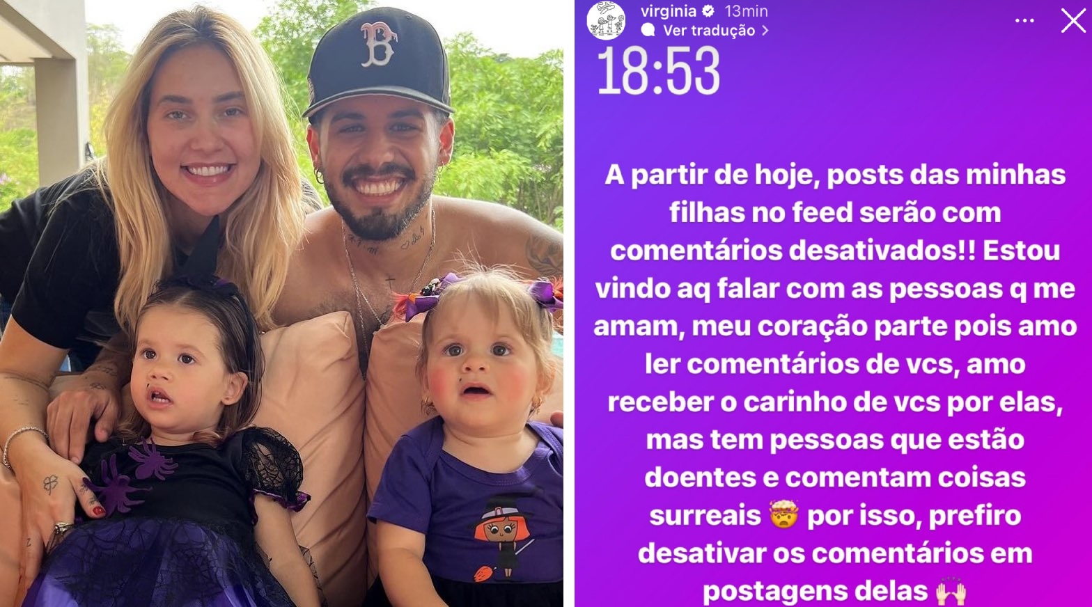 Virginia se pronuncia e toma atitude após repercussão de 'briga' entre filhas