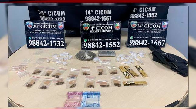 Mulher joga bolsa com drogas na casa de desconhecido ao ver PM e acaba presa em Manaus