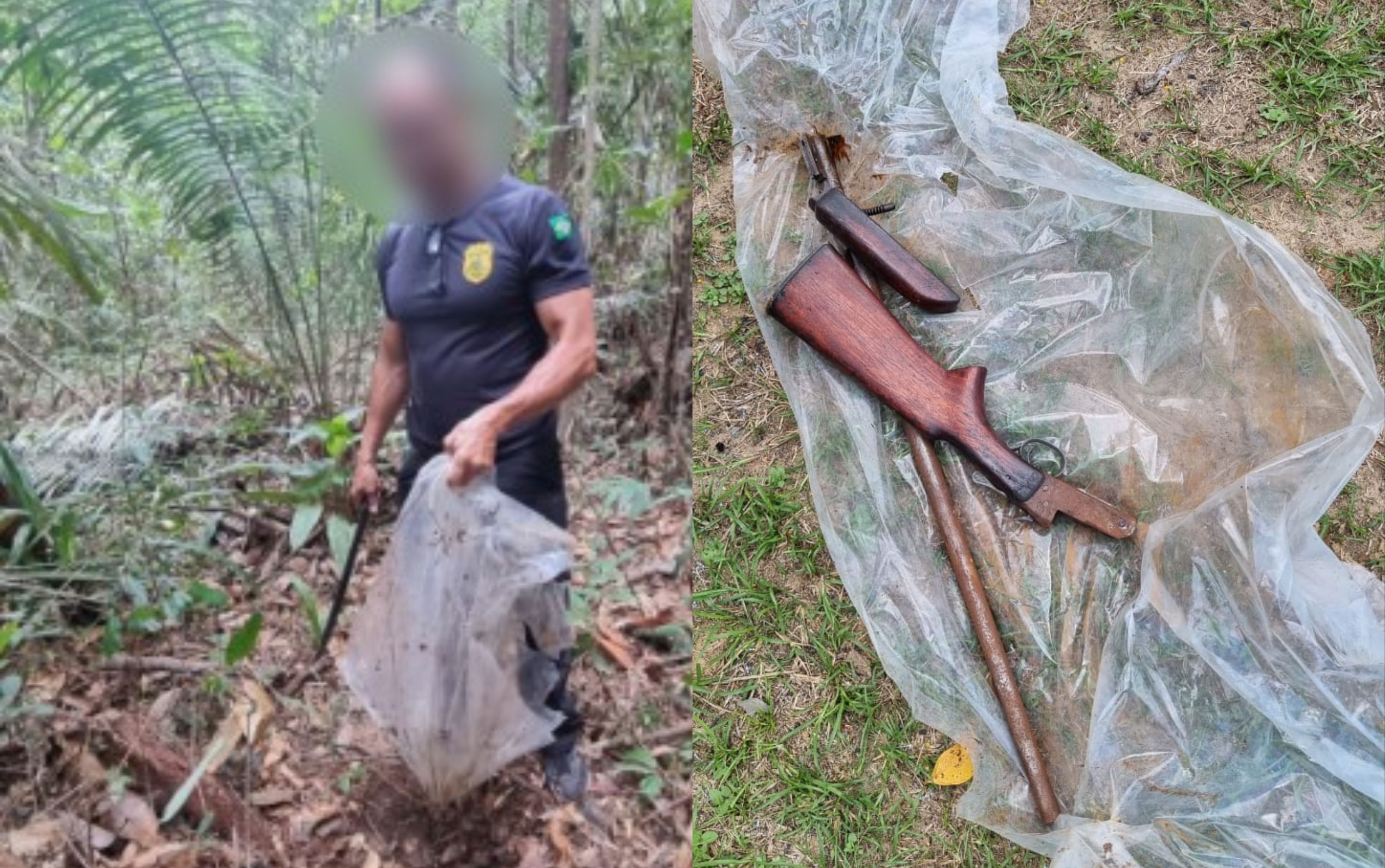 Arma usada para matar caseiro é encontrada em área de mata em Presidente Figueiredo