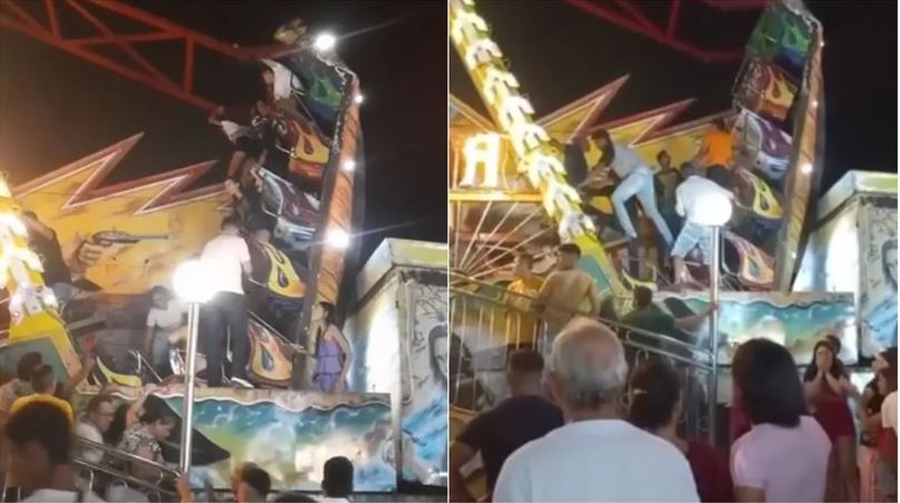 Brinquedo racha ao meio e deixa casal ferido em parque de diversões 