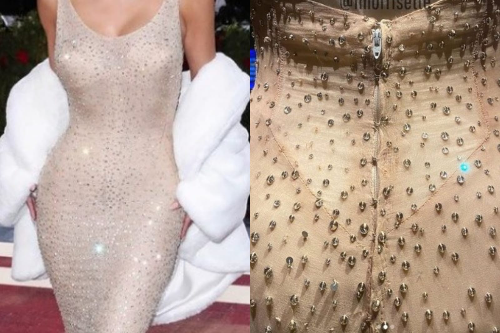 Vestido de Marilyn Monroe fica danificado após ser usado por Kardashian no Met Gala