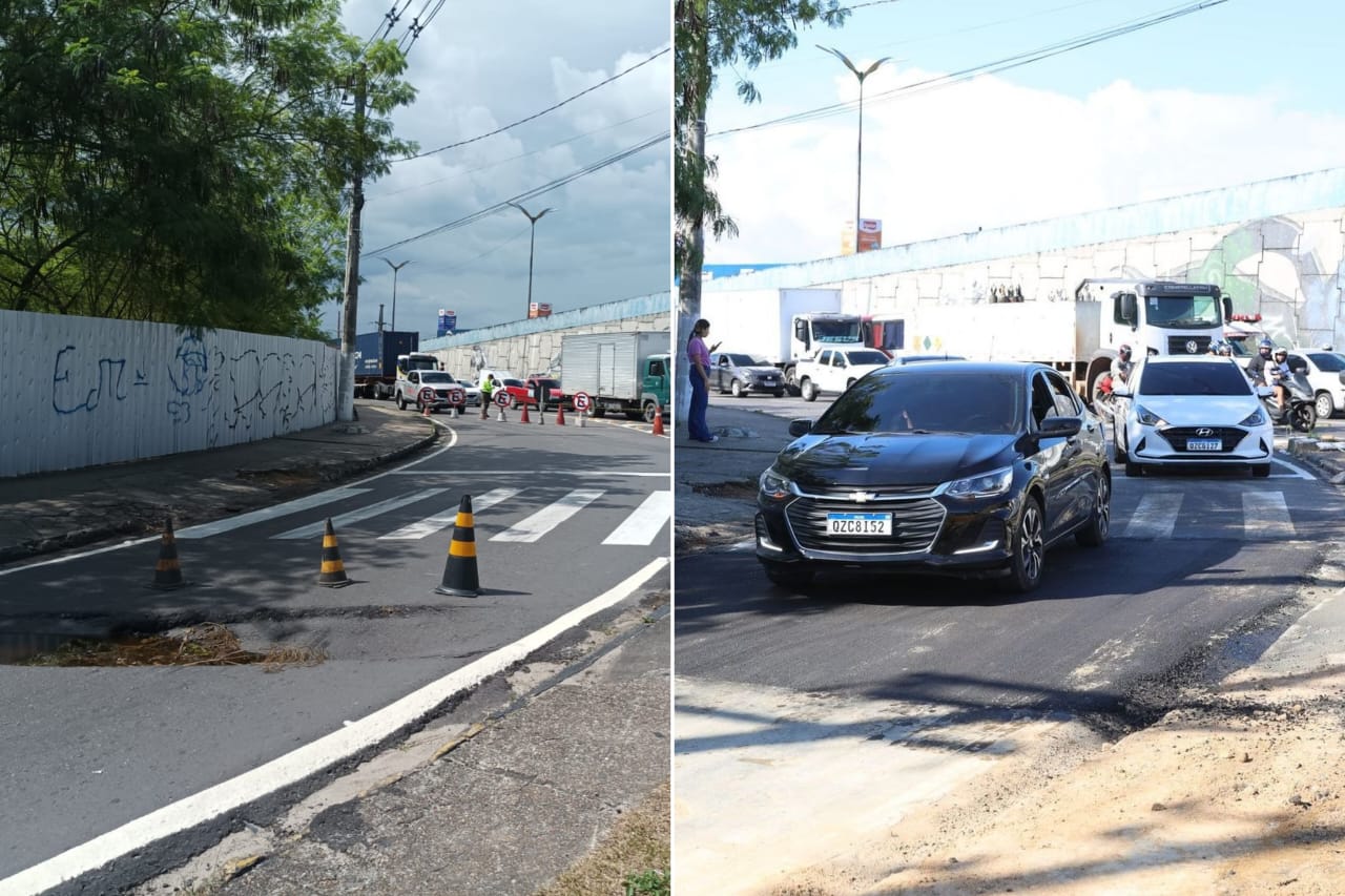 Obra da Bola do Coroado é finalizada e trânsito liberado em avenida de Manaus