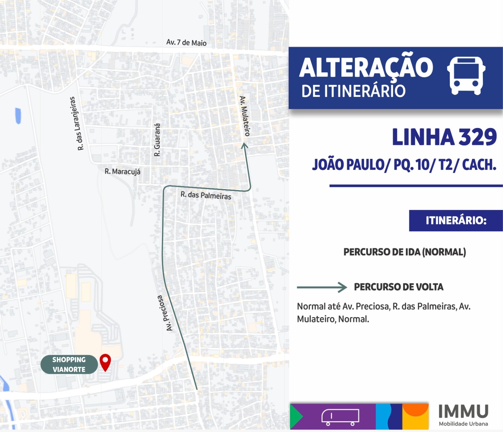 Ônibus da linha 329 sofre alteração no percurso a partir da próxima sexta-feira