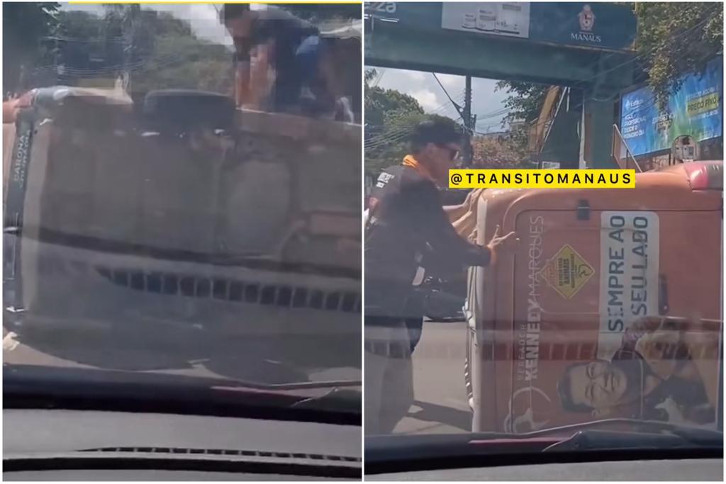 Táxi dog capota em avenida de Manaus