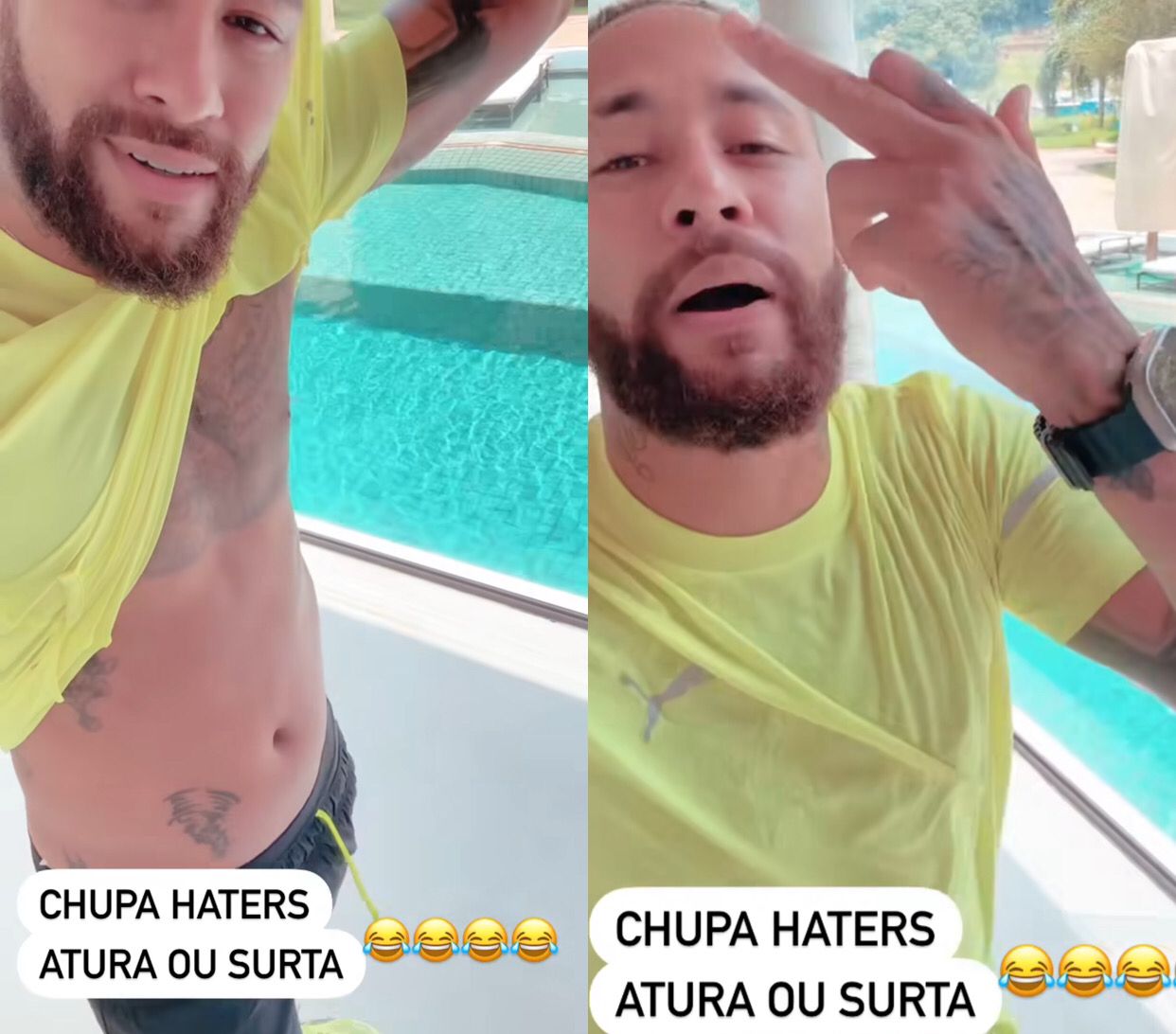 Neymar mostra físico após ser chamado de gordo: 'chupa haters'