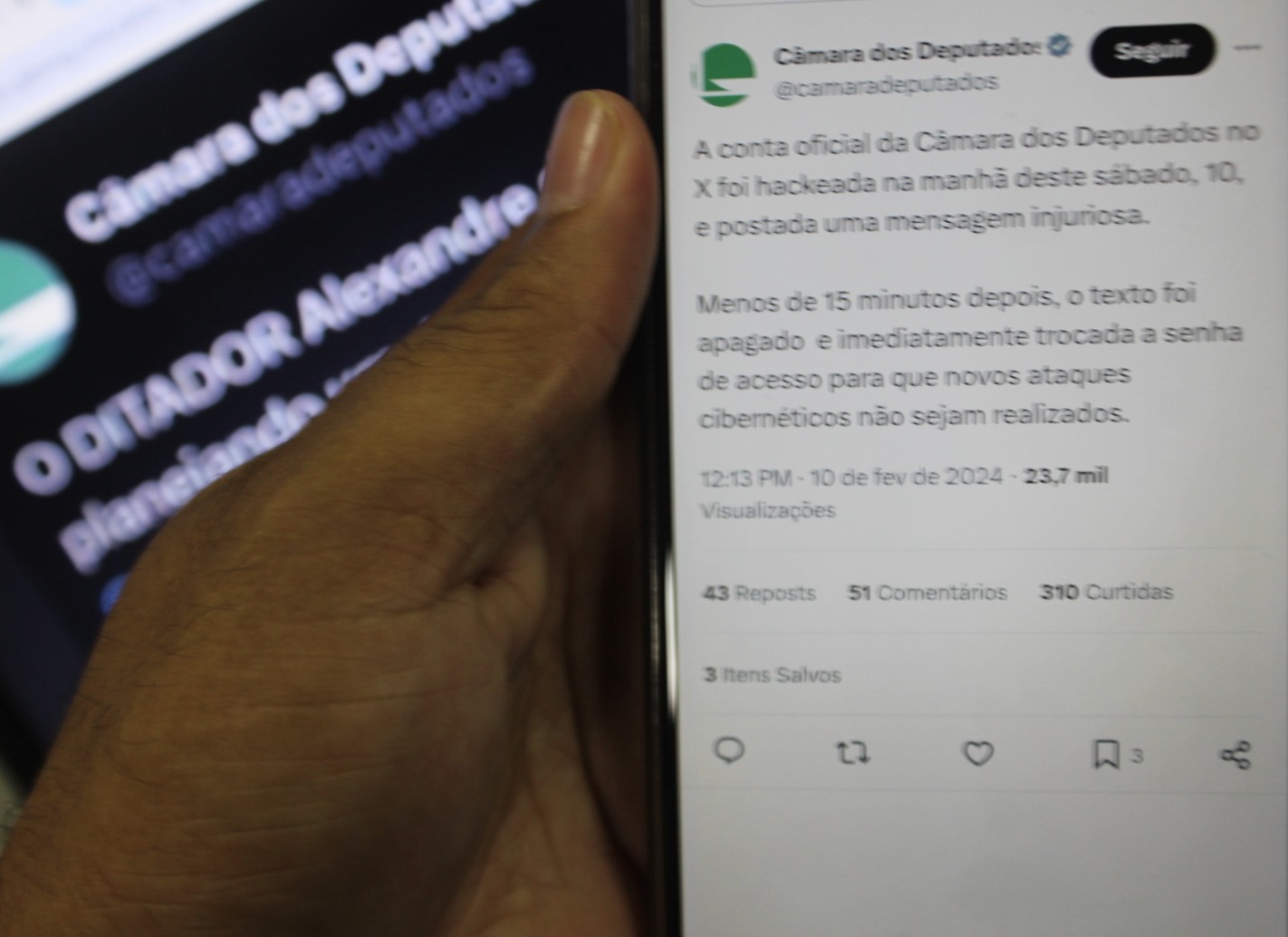 Twitter da Câmara dos Deputados é hackeado e publica ataques contra Moraes