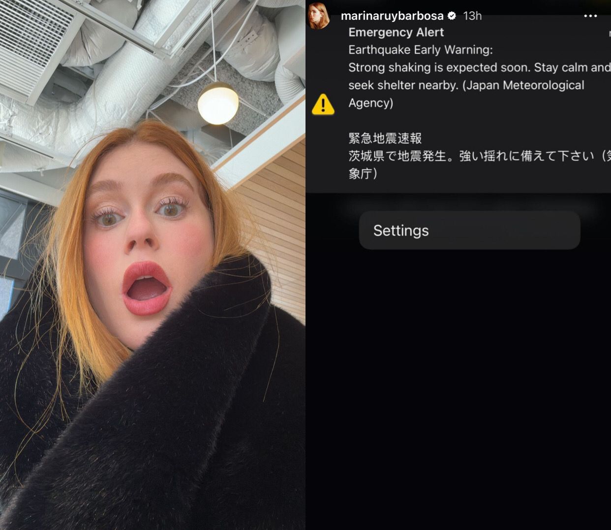 De férias no Japão, Marina Ruy Barbosa leva susto com terremoto 
