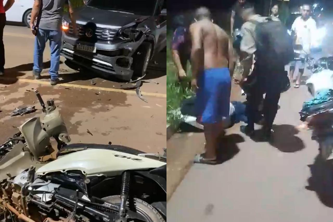 Colisão entre carro e moto deixa duas pessoas feridas em Iranduba