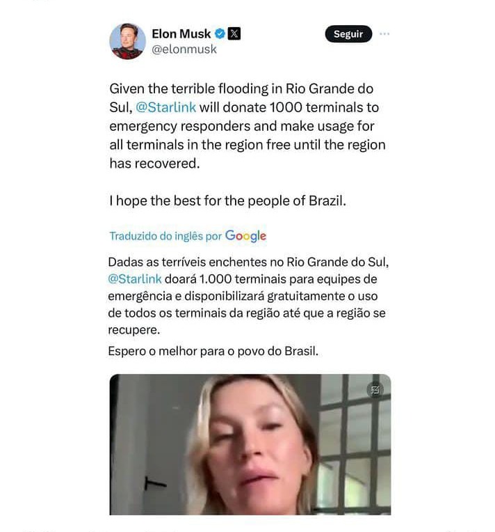 Elon Musk anuncia doação para o RS