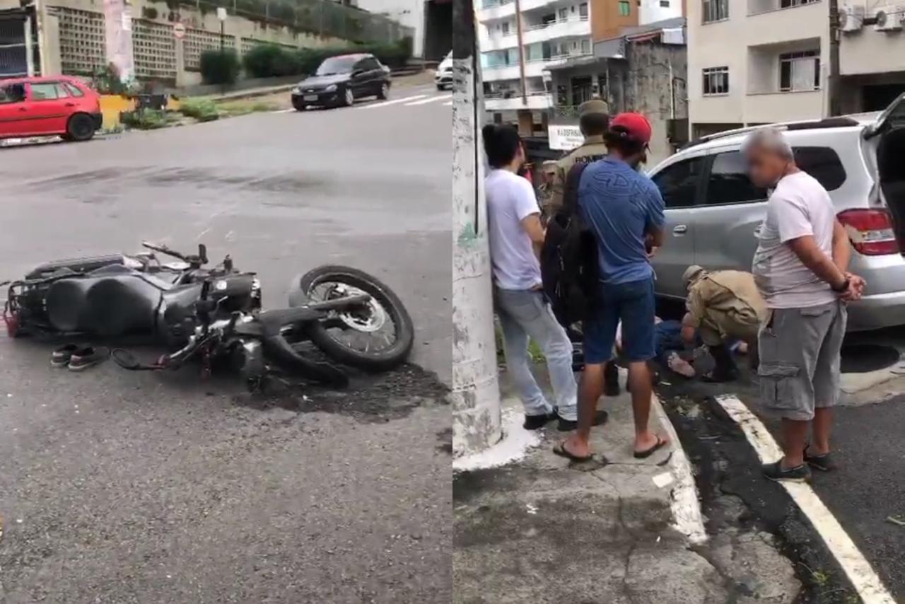 Motociclista é arrastado por carro durante acidente no Cachoeirinha 