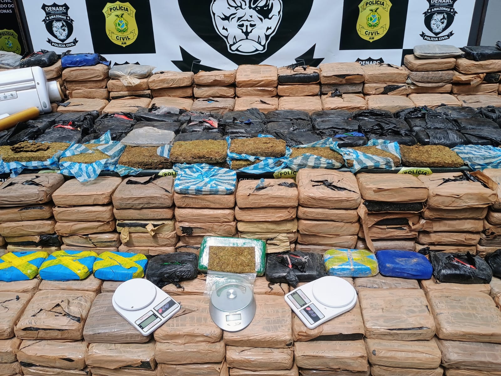 Mãe e filhos são presos com meia tonelada de drogas em Manaus