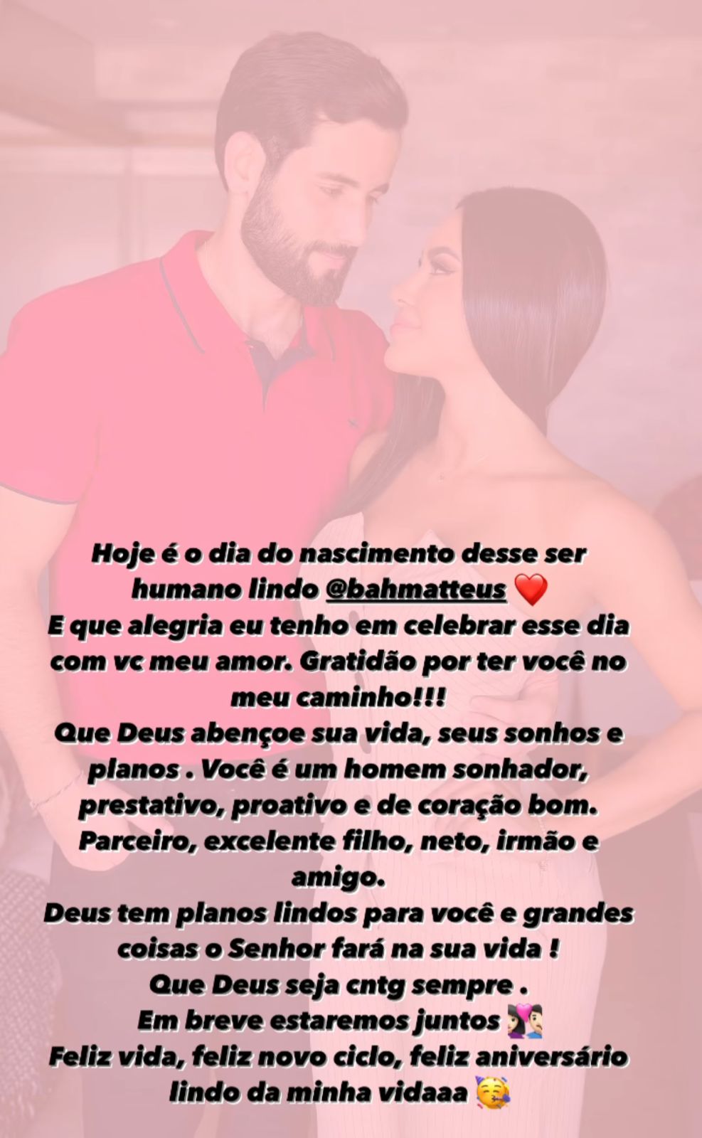 Matteus faz aniversário e ganha declaração de Isabelle: 'lindo da minha vida'