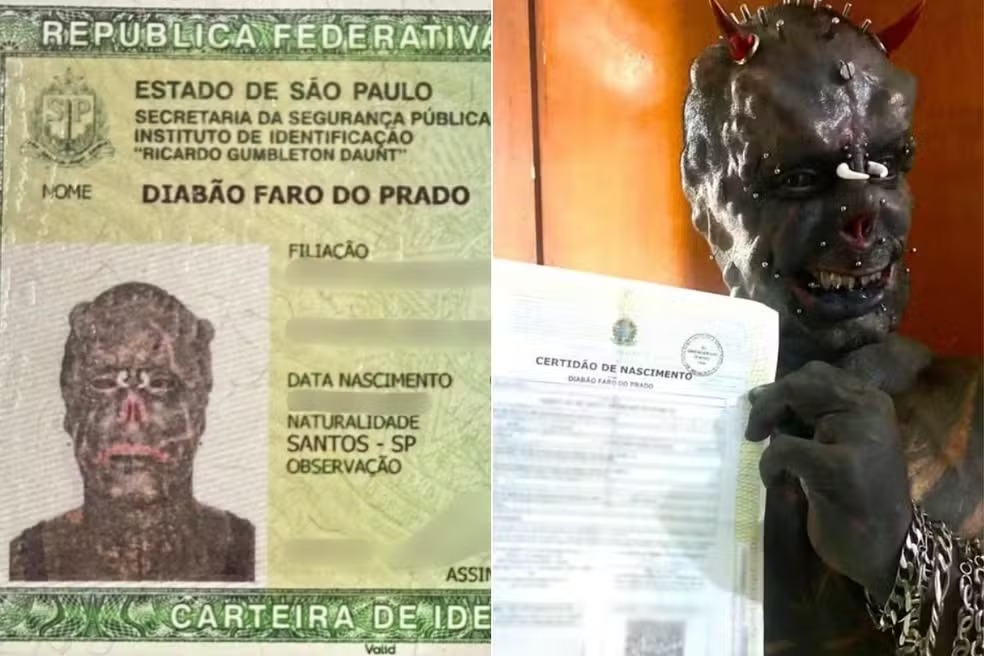 'Diabão' comemora oficialização de nome e nova identidade; veja documento