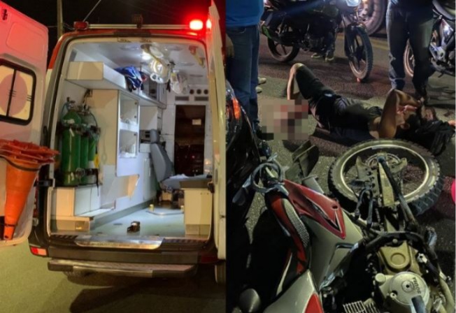 Motociclista tem perna dilacerada em grave acidente em Manaus