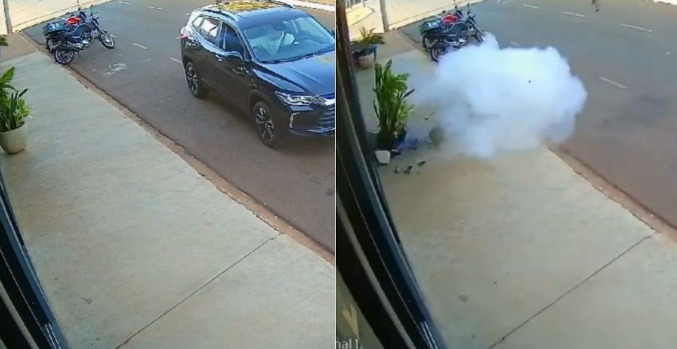 Homem arremessa explosivo em frente a pet shop da ex-namorada