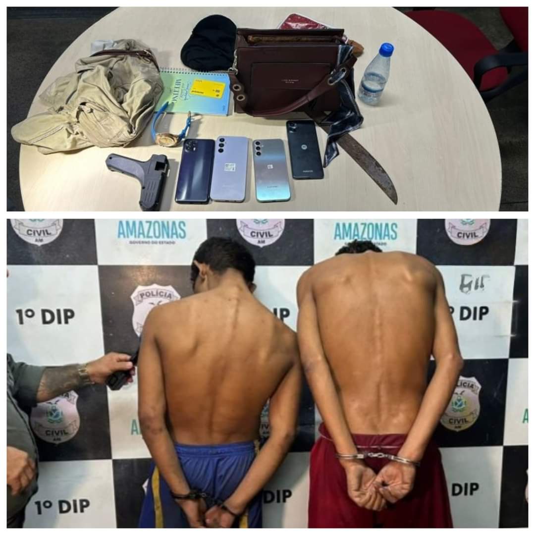 Falsos vendedores de bombons são presos após assaltarem ônibus em Manaus