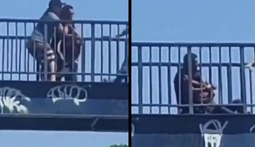  Bandido faz mulher de refém durante assalto em cima de passarela 