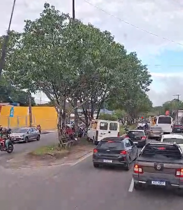 Van perde o controle e colide com árvore em avenida de Manaus