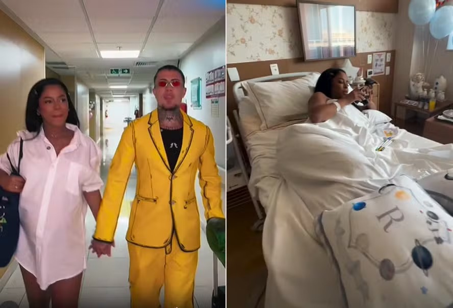 MC Daniel vai de 'O Máskara' para maternidade com Lorena Maria