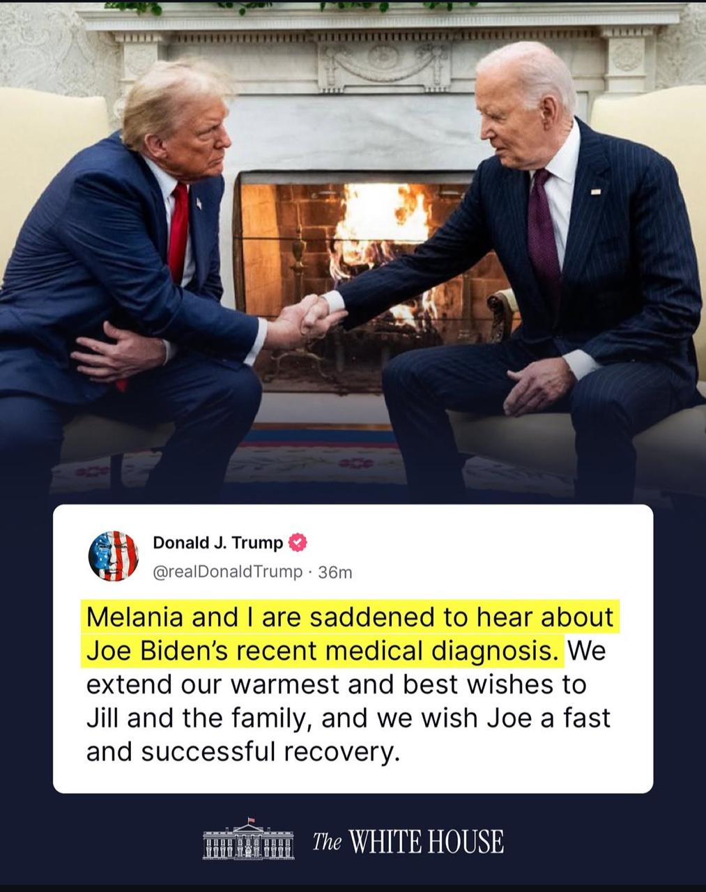 Trump diz estar 'entristecido' após Joe Biden ser diagnosticado com câncer de próstata