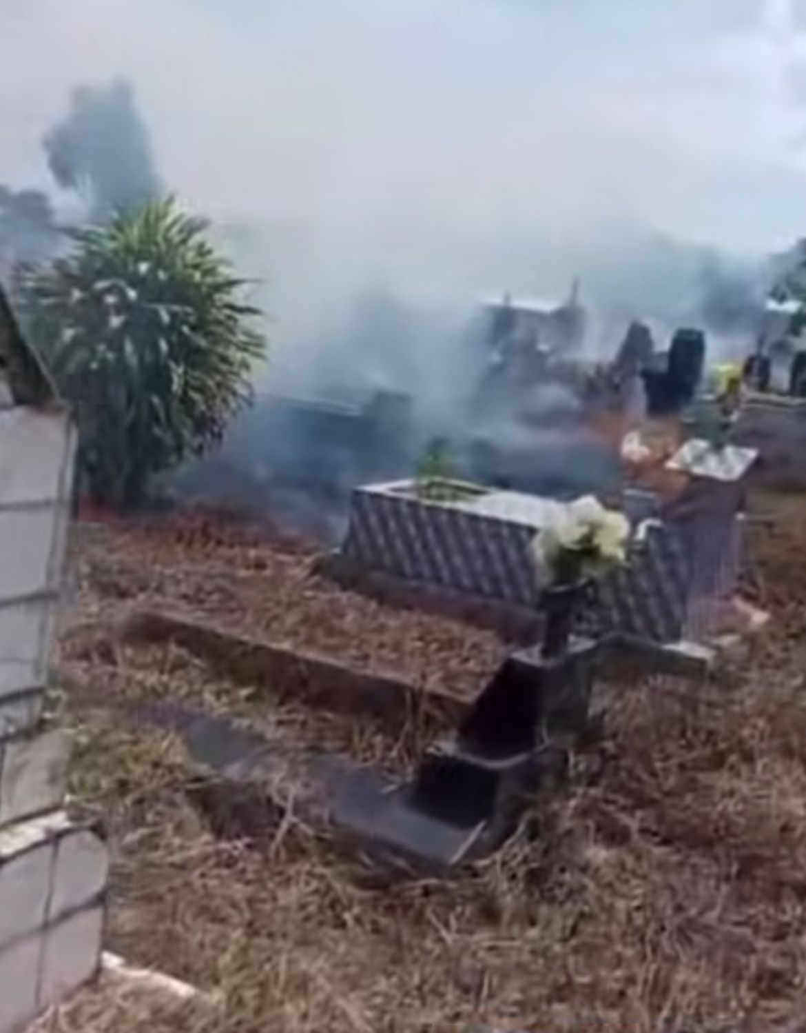 Velas acesas em sepulturas causam incêndio em cemitério de Manaus