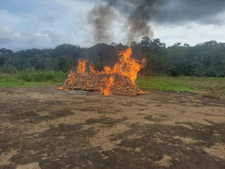Toneladas de drogas apreendidas com colombianos são incineradas no Amazonas